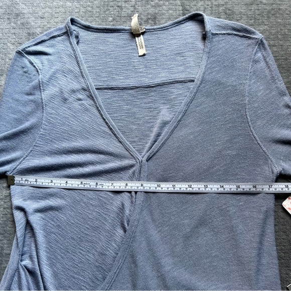NEW Free People Knit Tunic Sz S Top We The Free Miss Rose Blue Gray Long Sleeve - Picture 10 of 14
